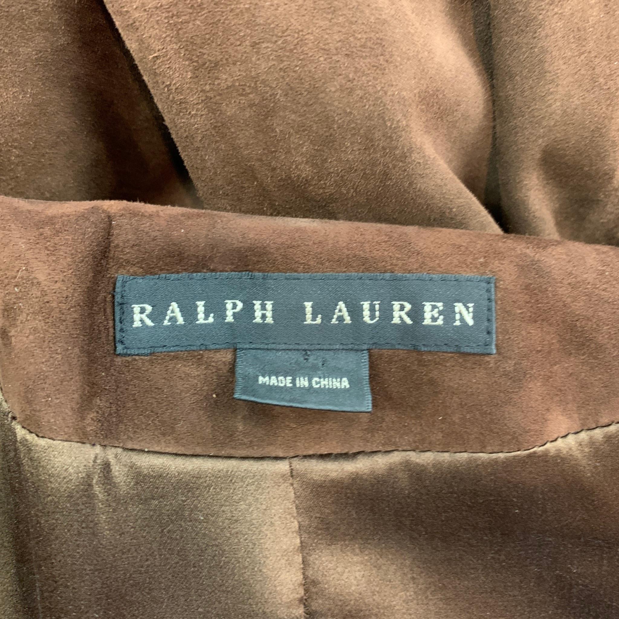 RALPH LAUREN Black Label Size 10 Brown Suede Riding Jacket In Good Condition In San Francisco, CA