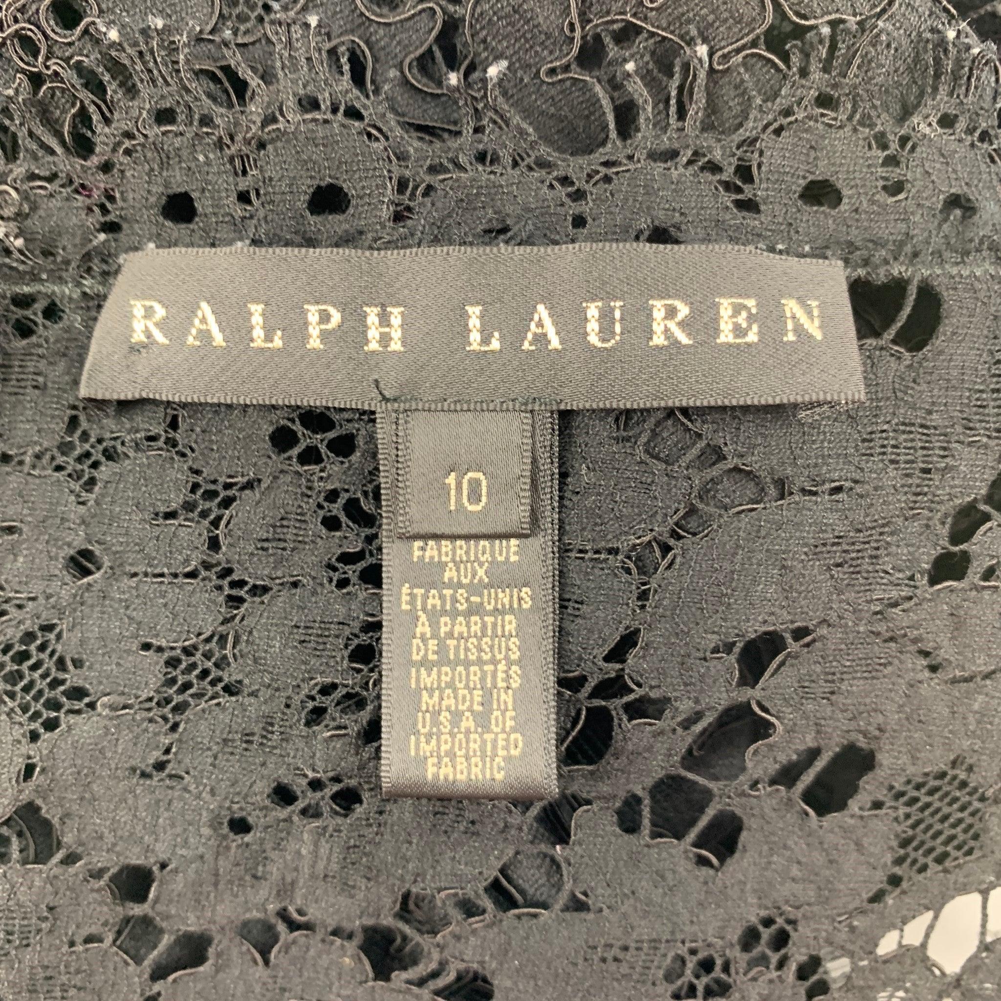 Ralph Lauren Black Label Taille 10 Robe à manches courtes transparentes en coton mélangé Bon état - En vente à San Francisco, CA