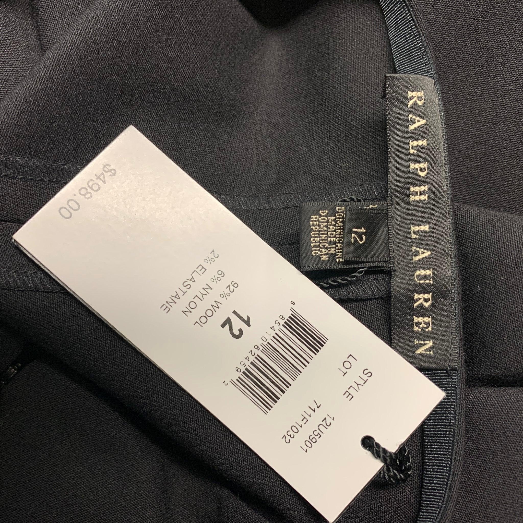 RALPH LAUREN BLACK LABEL Size 12 Black Wool Blend Solid Straight Dress Pants In Excellent Condition In San Francisco, CA