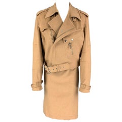 RALPH LAUREN Black Label Taille 12 Camel Baby Camel Hair Biker Skirt Suit