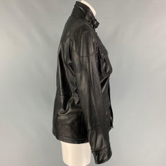 RALPH LAUREN Black Label Size 2 Black Leather Perforated Lambskin Jacket