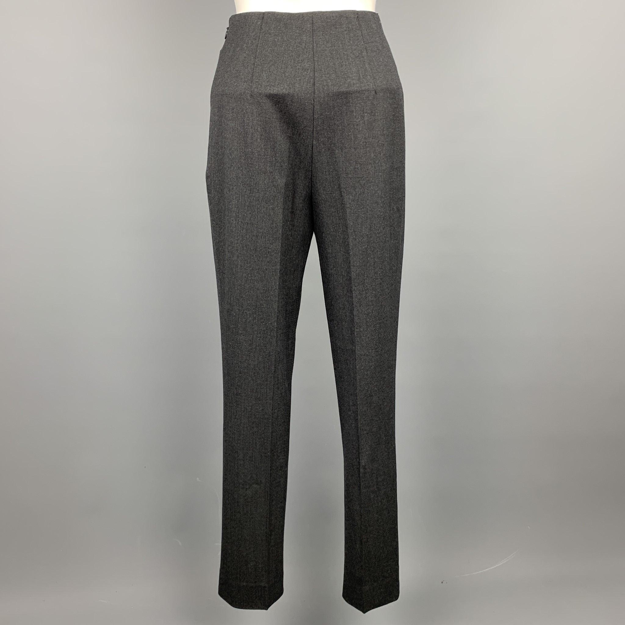 RALPH LAUREN Black Label Size 2 Charcoal Wool Dress Pants In Good Condition For Sale In San Francisco, CA