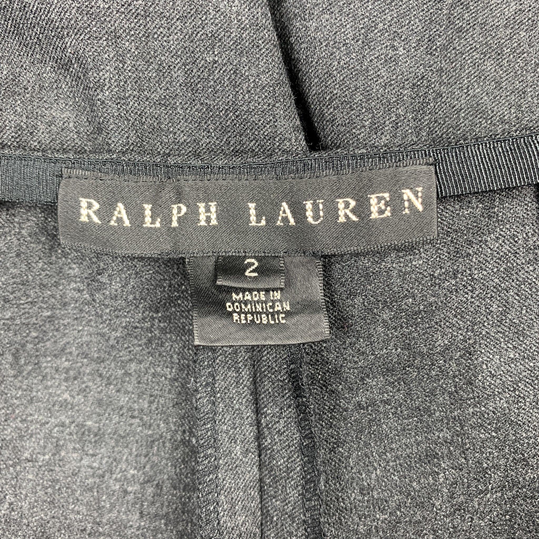 Women's RALPH LAUREN Black Label Size 2 Charcoal Wool Dress Pants For Sale