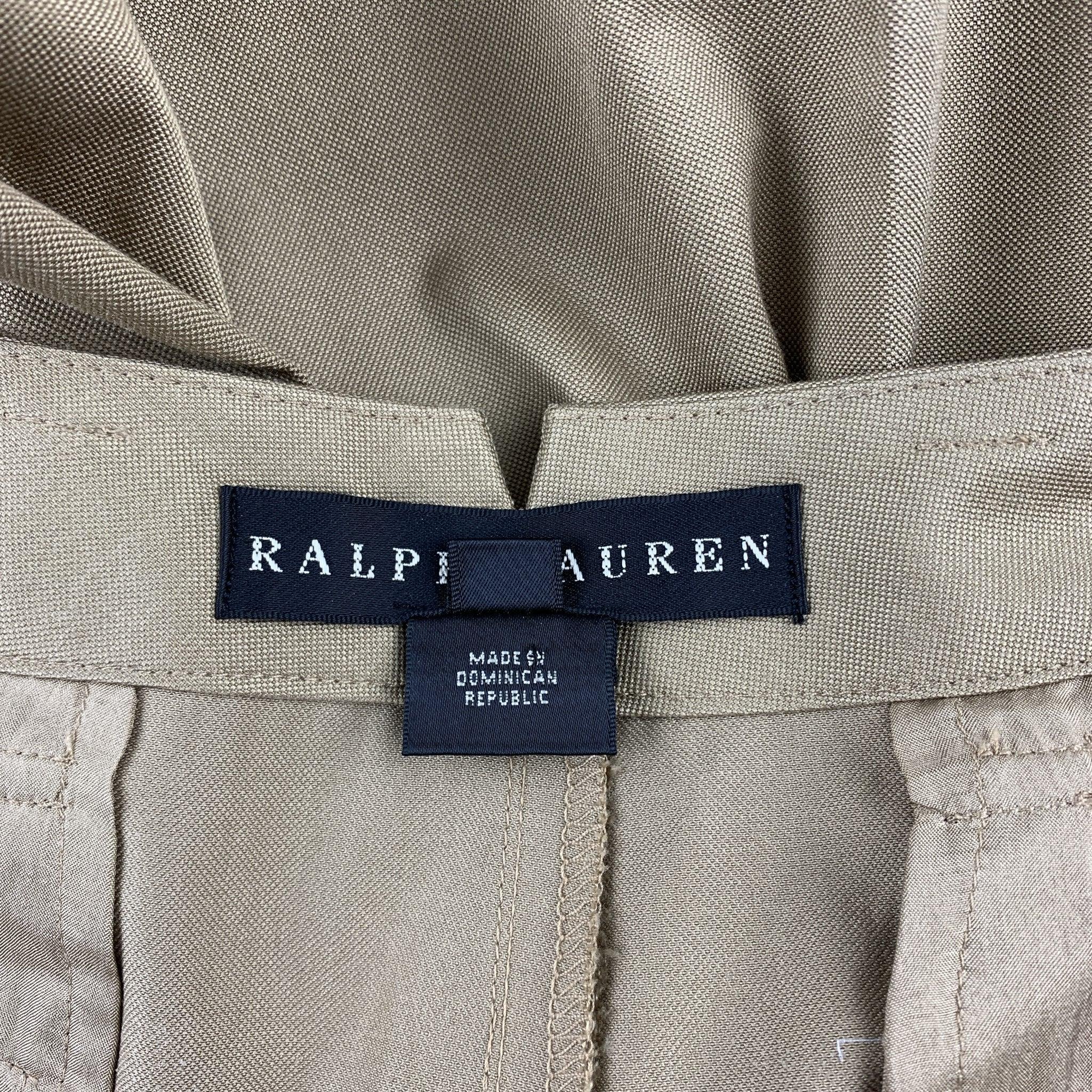 Women's RALPH LAUREN Black Label Size 2 Khaki Cotton / Silk Wide Leg Dress Pants For Sale