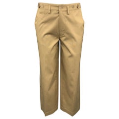 RALPH LAUREN Black Label Taille 2 - Pantalon de robe à jambes larges en coton/soie kaki