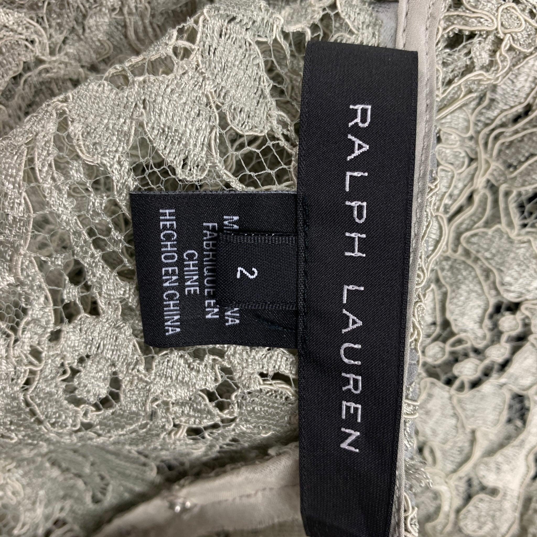 RALPH LAUREN Black Label Size 2 Moss Viscose Blend Lace Shift Dress For Sale 1