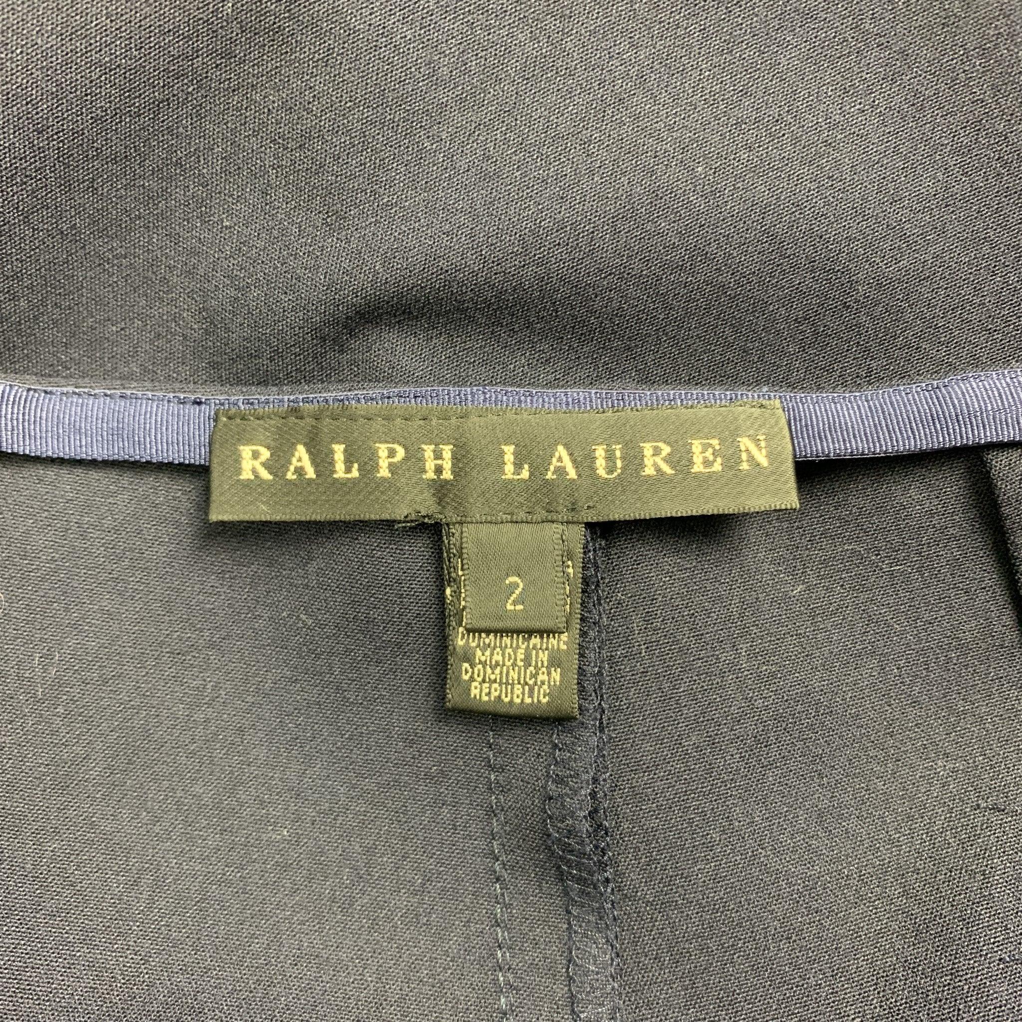 Women's RALPH LAUREN Black Label Size 2 Navy Wool Blend Dress Pants For Sale