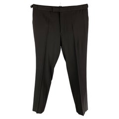 RALPH LAUREN Black Label Size 38 Black Wool Tuxedo Dress Pants