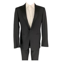 RALPH LAUREN Black Label Size 38 Regular Black Wool Peak Lapel Tuxedo Suit