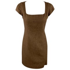RALPH LAUREN Black Label Size 4 Brown Herringbone Lambswool Sheath Dress