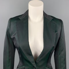RALPH LAUREN Black Label Size 4 Dark Green & Black Silk / Acetate Jacket Blazer