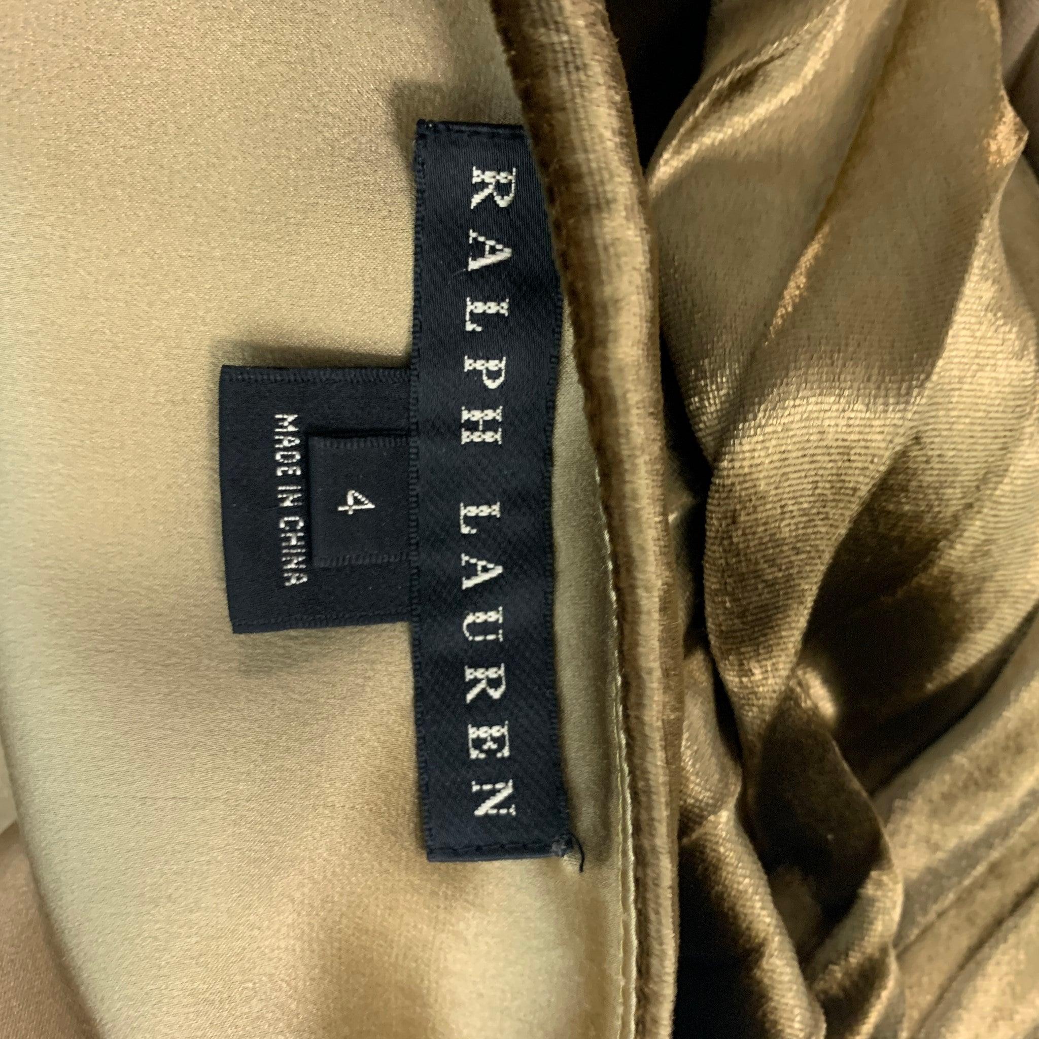 RALPH LAUREN Black Label Size 4 Gold Viscose Silk Pleated Skirt For Sale 1