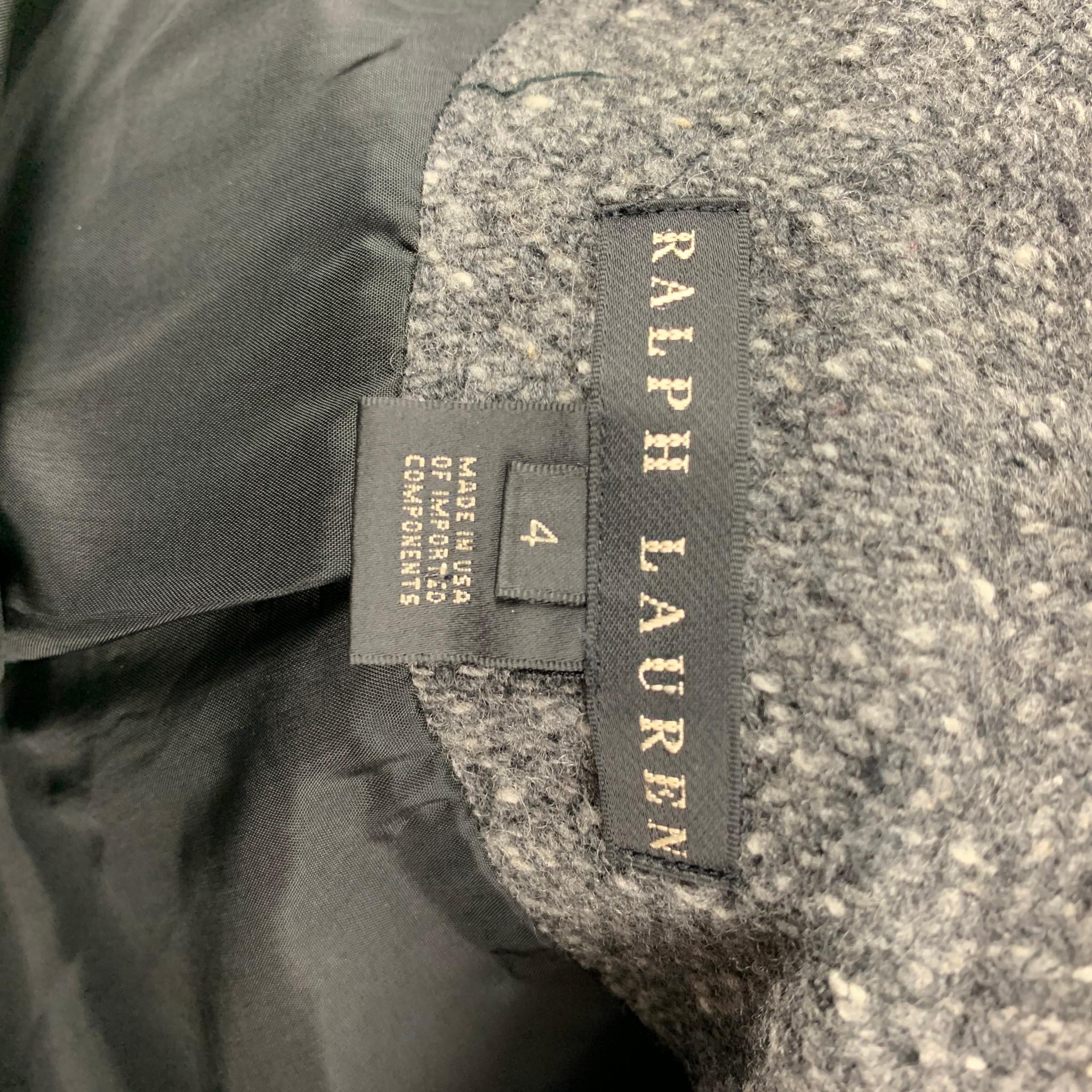 Women's RALPH LAUREN Black Label Size 4 Grey Heather Herringbone Wool / Cashmere Coat
