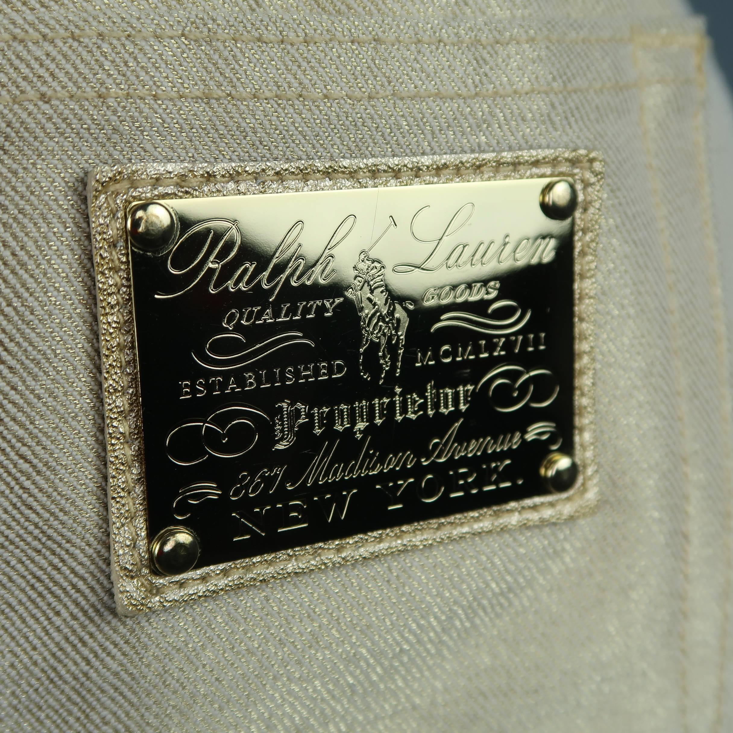 Ralph Lauren Black Label Metallic Gold Cotton 380 Jeans 2