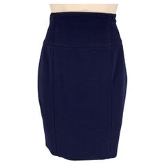 RALPH LAUREN Black Label Size 4 Navy Wool Pencil Knee-Length Skirt