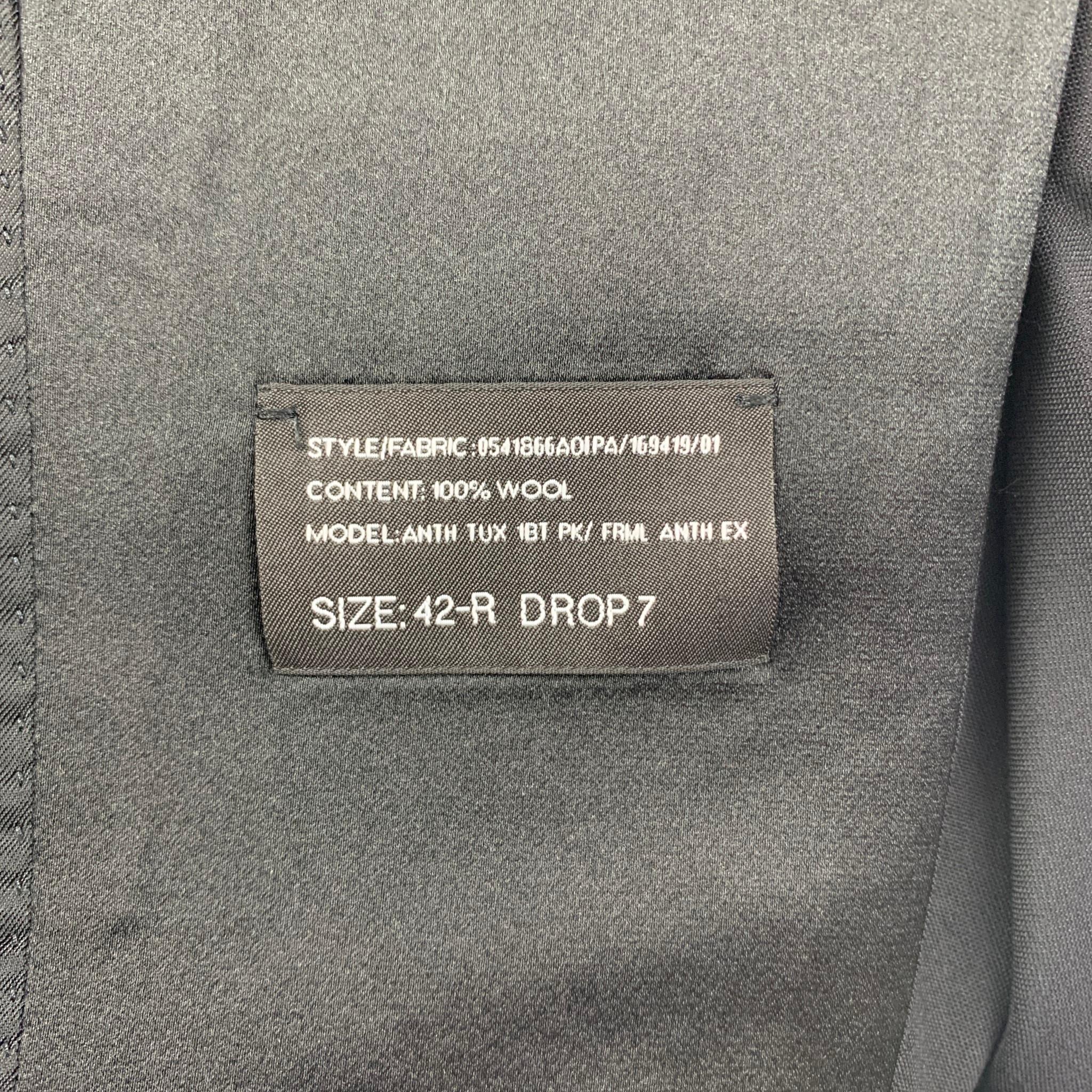 RALPH LAUREN Black Label Size 42 Regular Black Wool Peak Lapel Tuxedo Suit 7