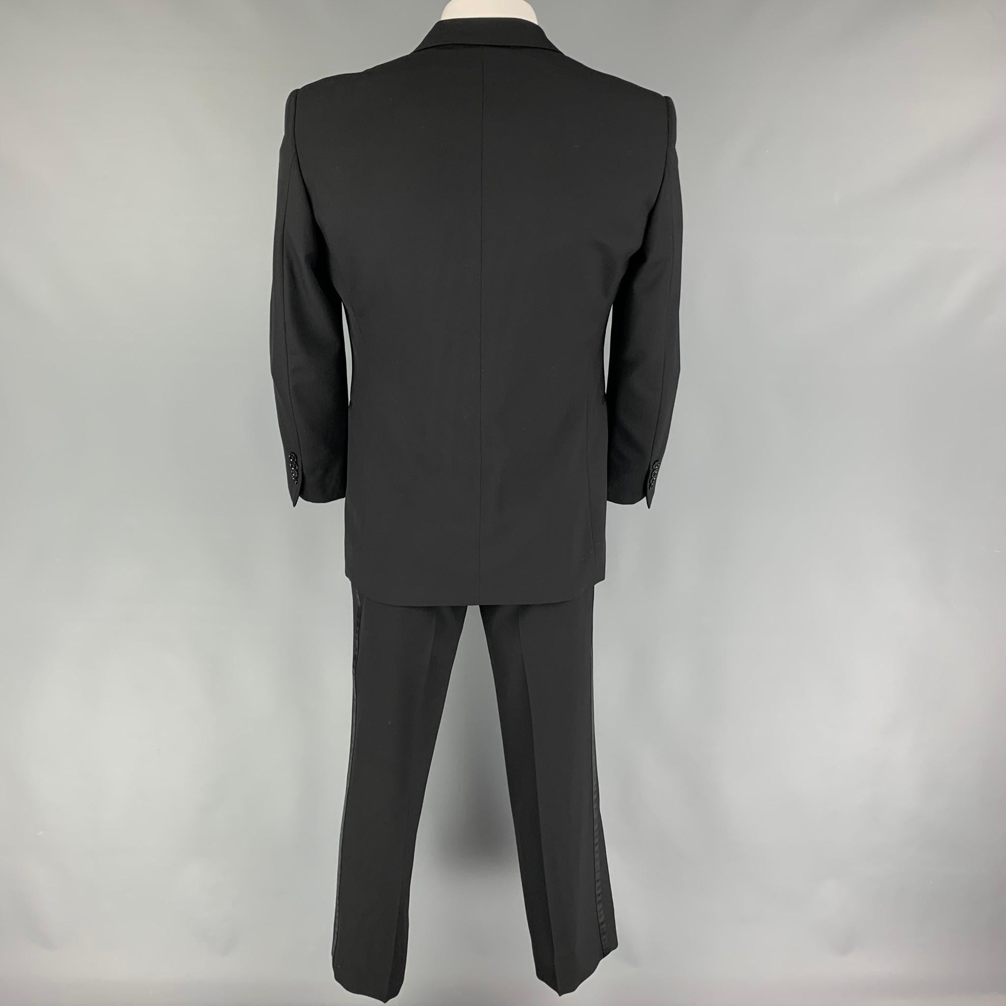 RALPH LAUREN Black Label Size 42 Regular Black Wool Peak Lapel Tuxedo Suit In Excellent Condition In San Francisco, CA