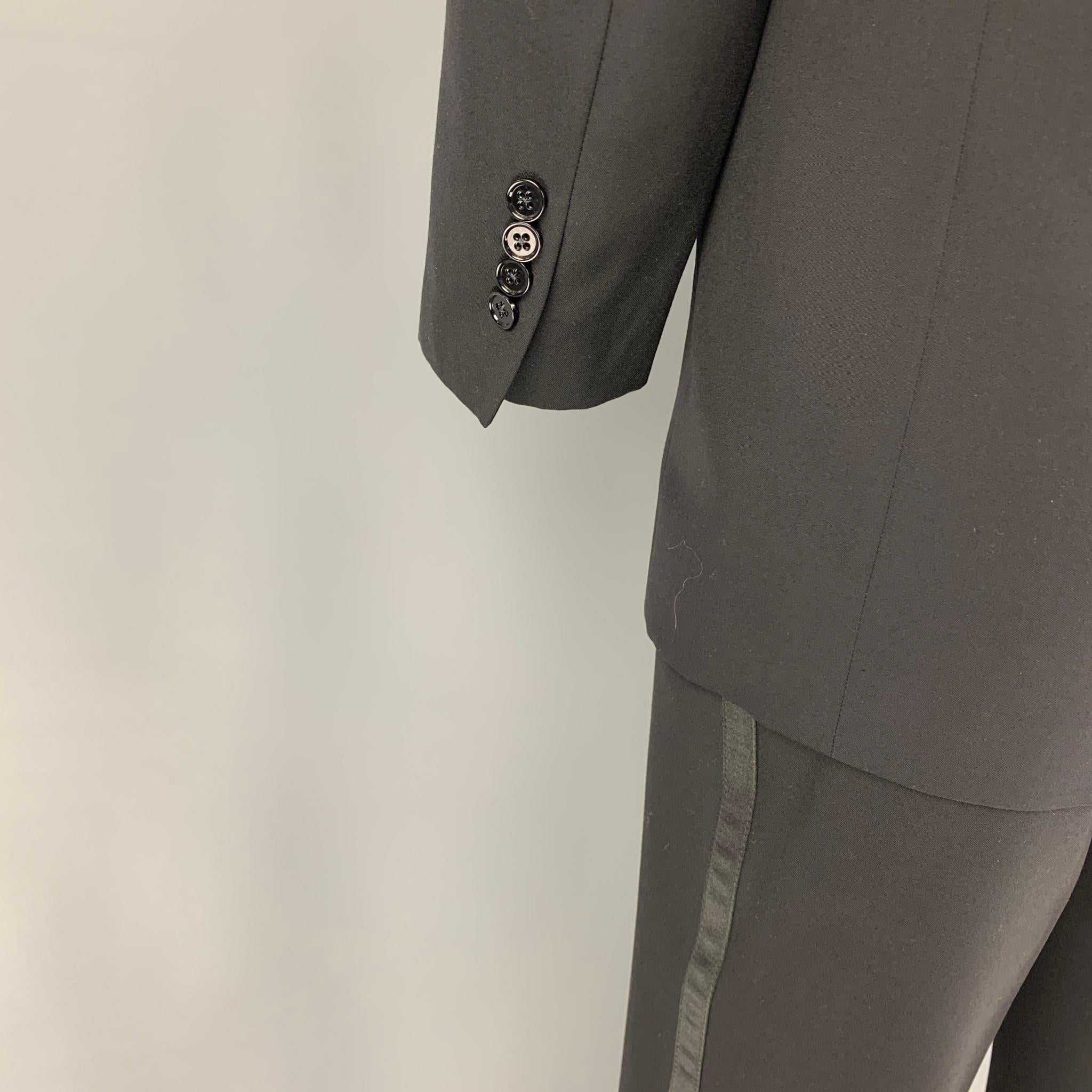 Men's RALPH LAUREN Black Label Size 42 Regular Black Wool Peak Lapel Tuxedo Suit