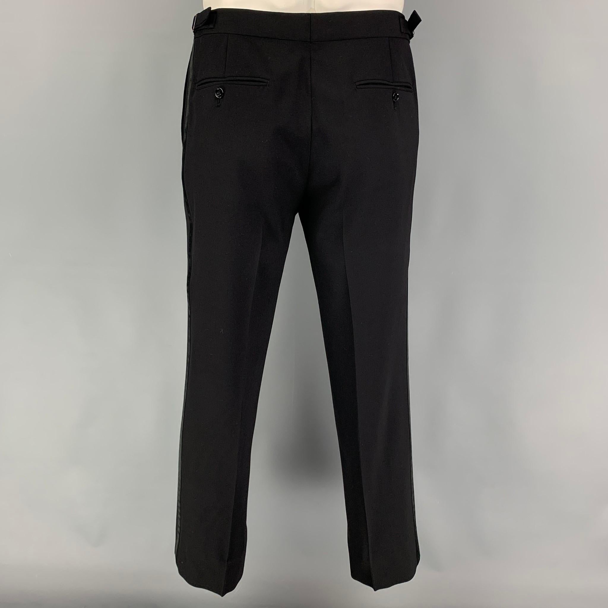 RALPH LAUREN Black Label Size 42 Regular Black Wool Peak Lapel Tuxedo Suit 2