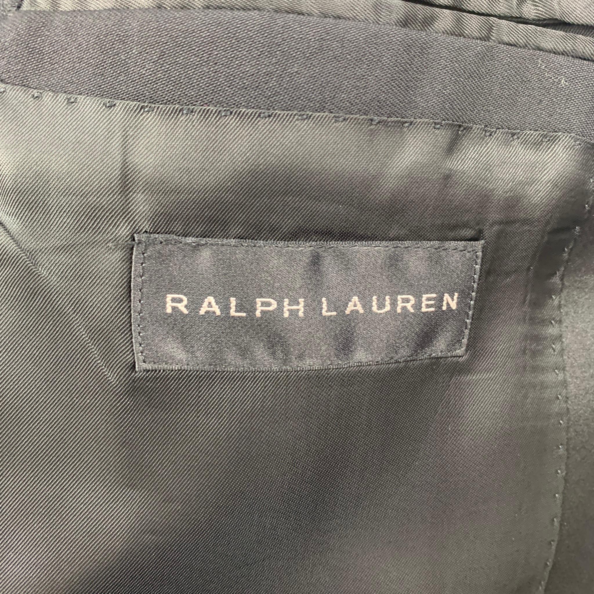 RALPH LAUREN Black Label Size 42 Regular Black Wool Peak Lapel Tuxedo Suit 3