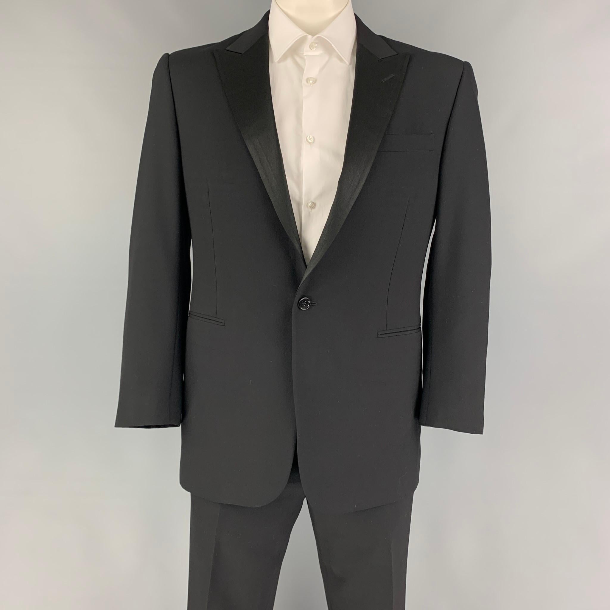 RALPH LAUREN Black Label Size 42 Regular Black Wool Peak Lapel Tuxedo Suit