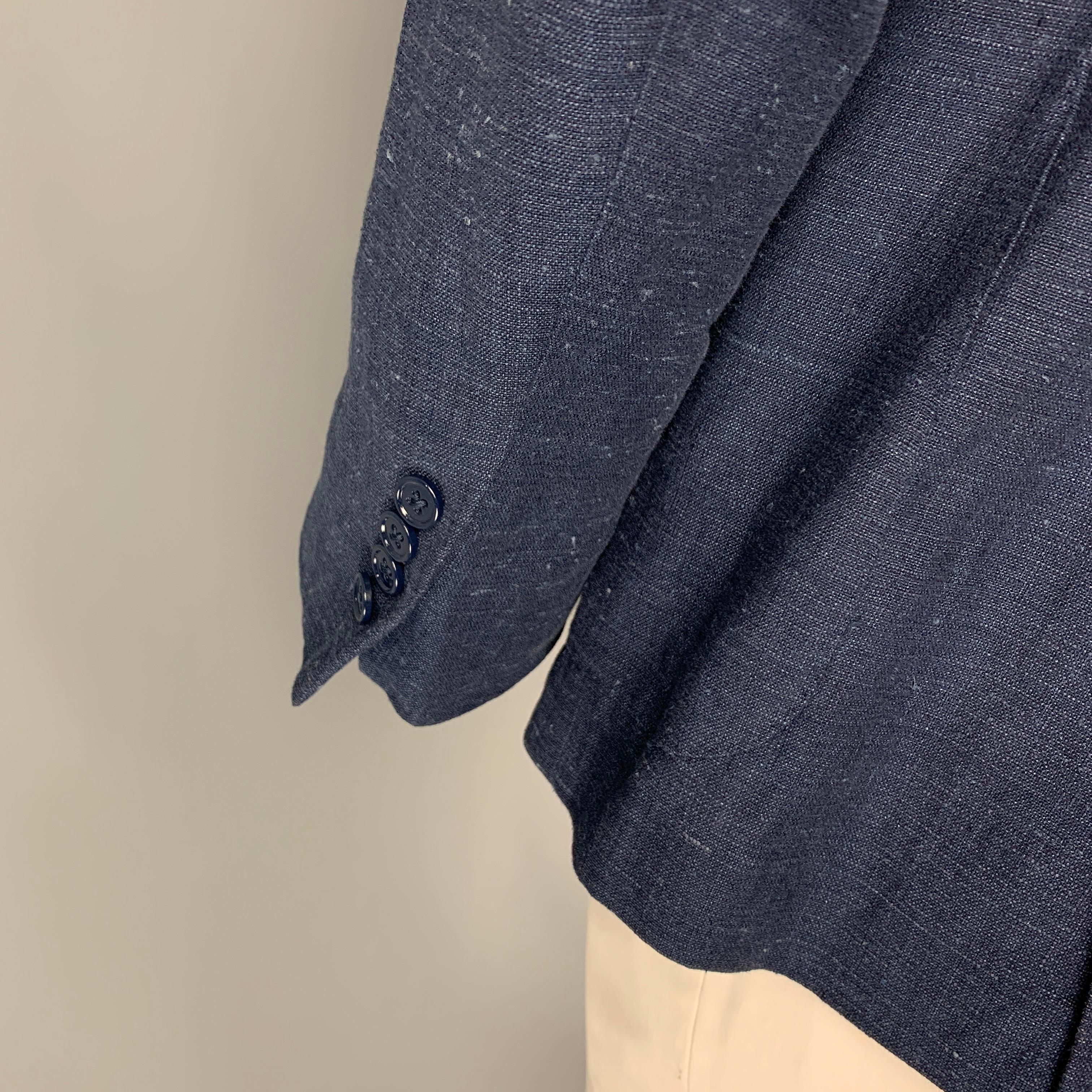 Men's RALPH LAUREN Black Label Size 44 Indigo Textured Linen Silk Sport Coat