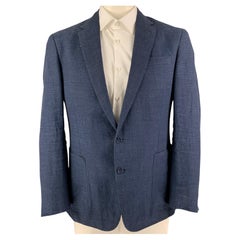 RALPH LAUREN Black Label Size 44 Indigo Textured Linen Silk Sport Coat