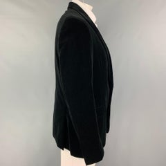RALPH LAUREN Black Label Size 46 Black Cotton Velvet Peak Lapel Sport Coat