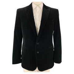 RALPH LAUREN - Manteau de sport en velours de coton noir à revers pointu, étiquette noire, taille 46