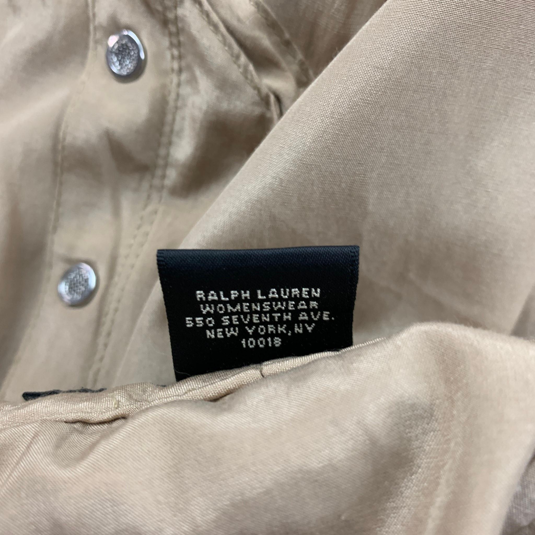 Women's RALPH LAUREN Black Label Size 6 Beige Silk Cotton Shiny Cargo Casual Pants