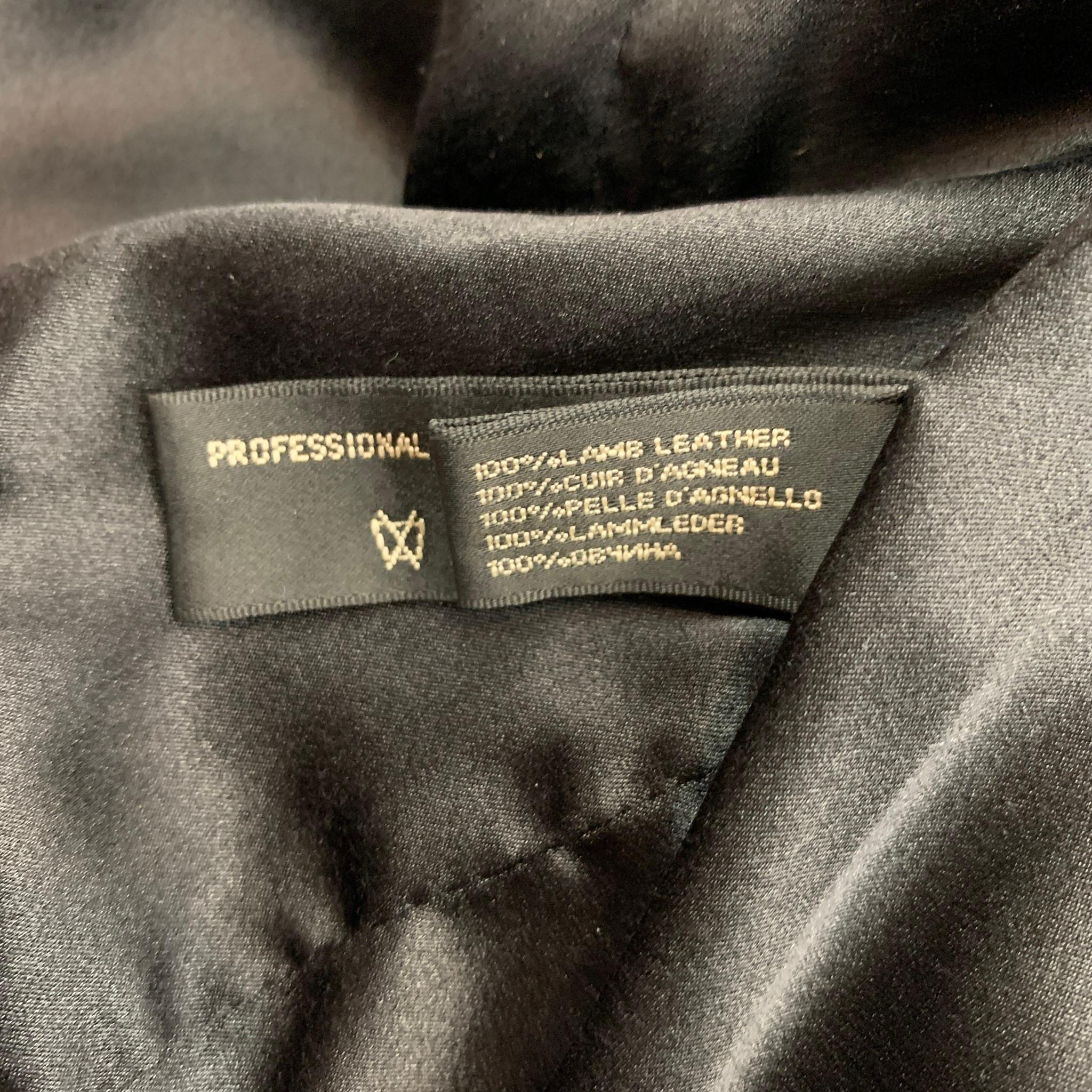 RALPH LAUREN Black Label Size 6 Black Leather Short Sleeve Buttoned Jacket In Good Condition In San Francisco, CA