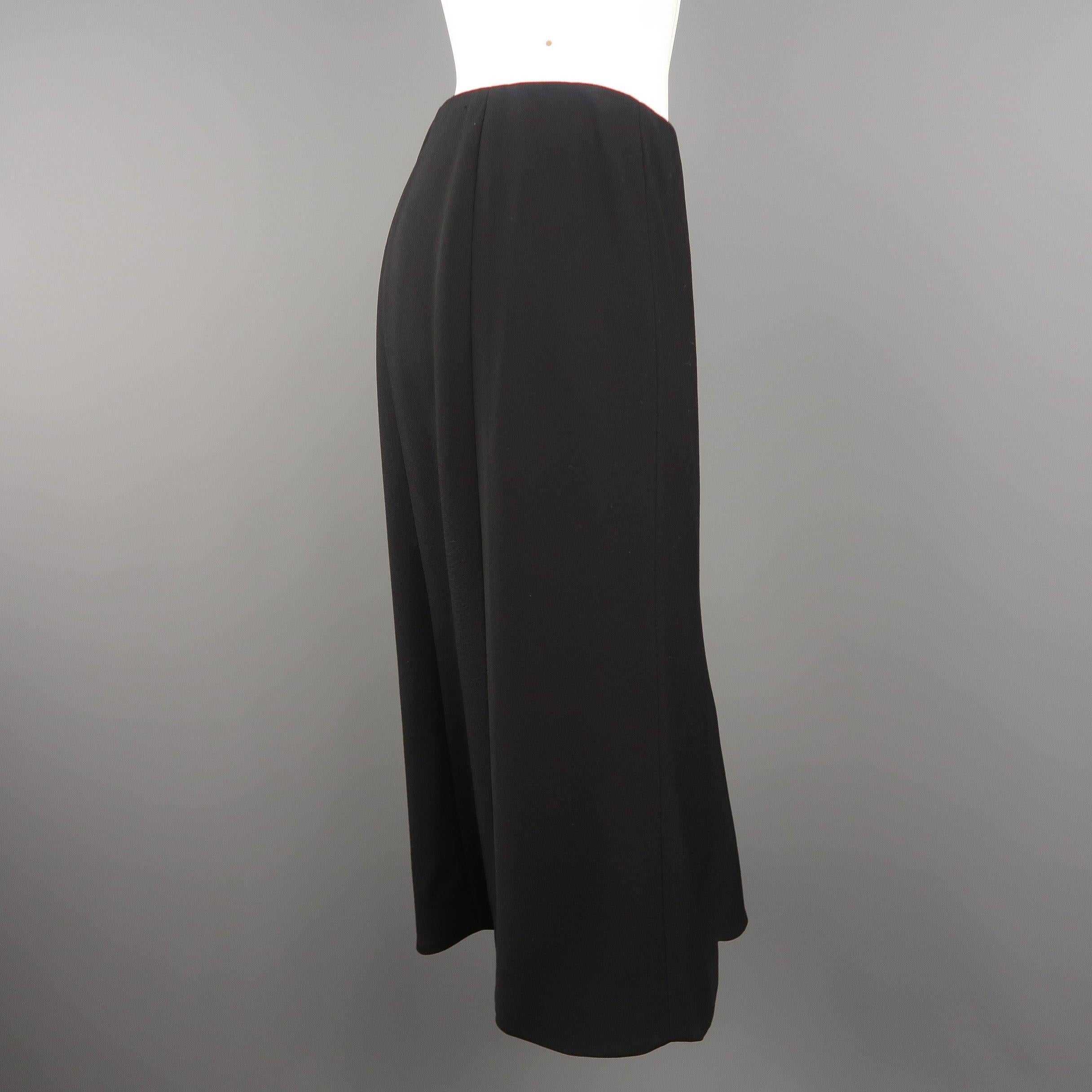 RALPH LAUREN Black Label Size 6 Black Wool Blend Scalloped Hem A Line Skirt In Excellent Condition For Sale In San Francisco, CA