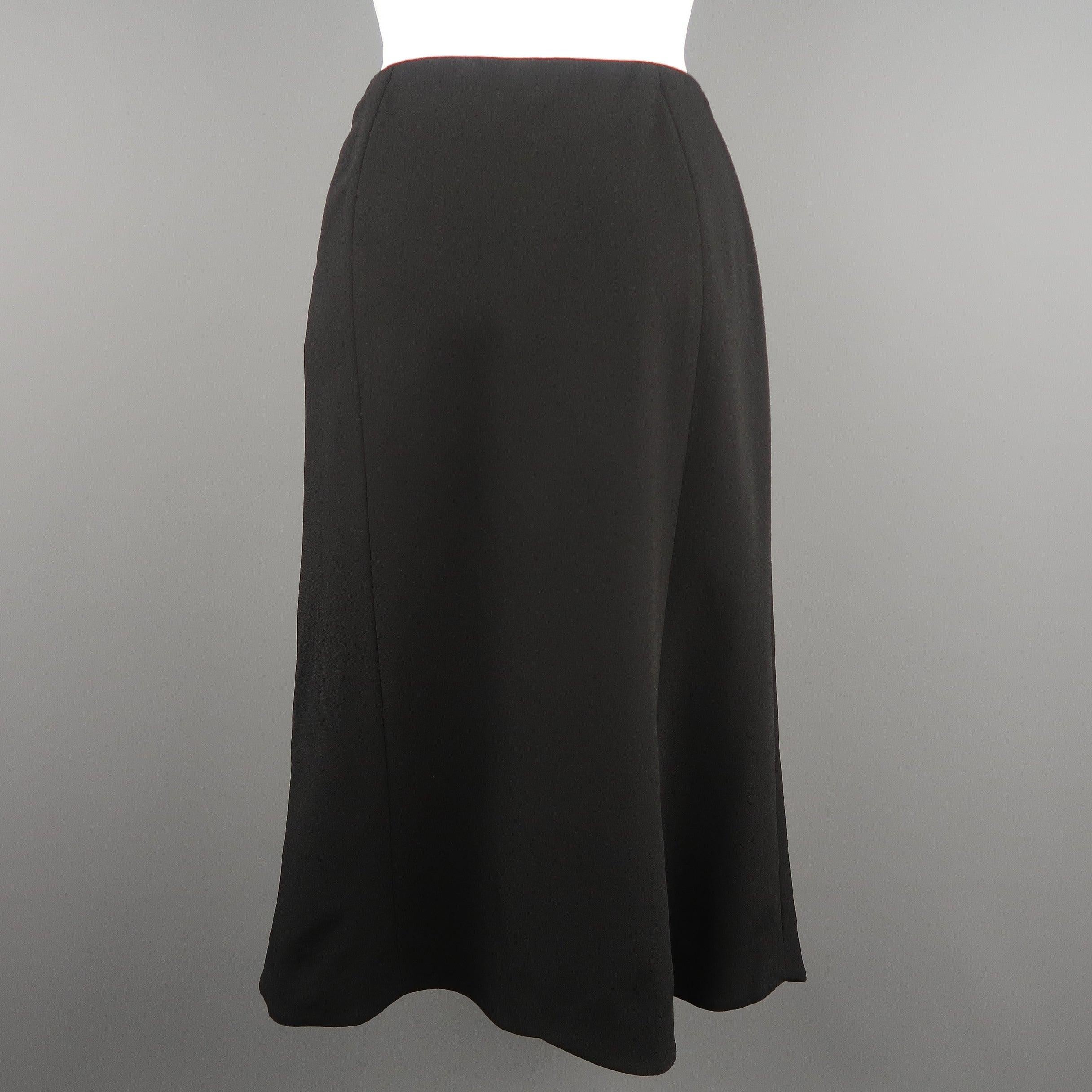 Women's RALPH LAUREN Black Label Size 6 Black Wool Blend Scalloped Hem A Line Skirt For Sale