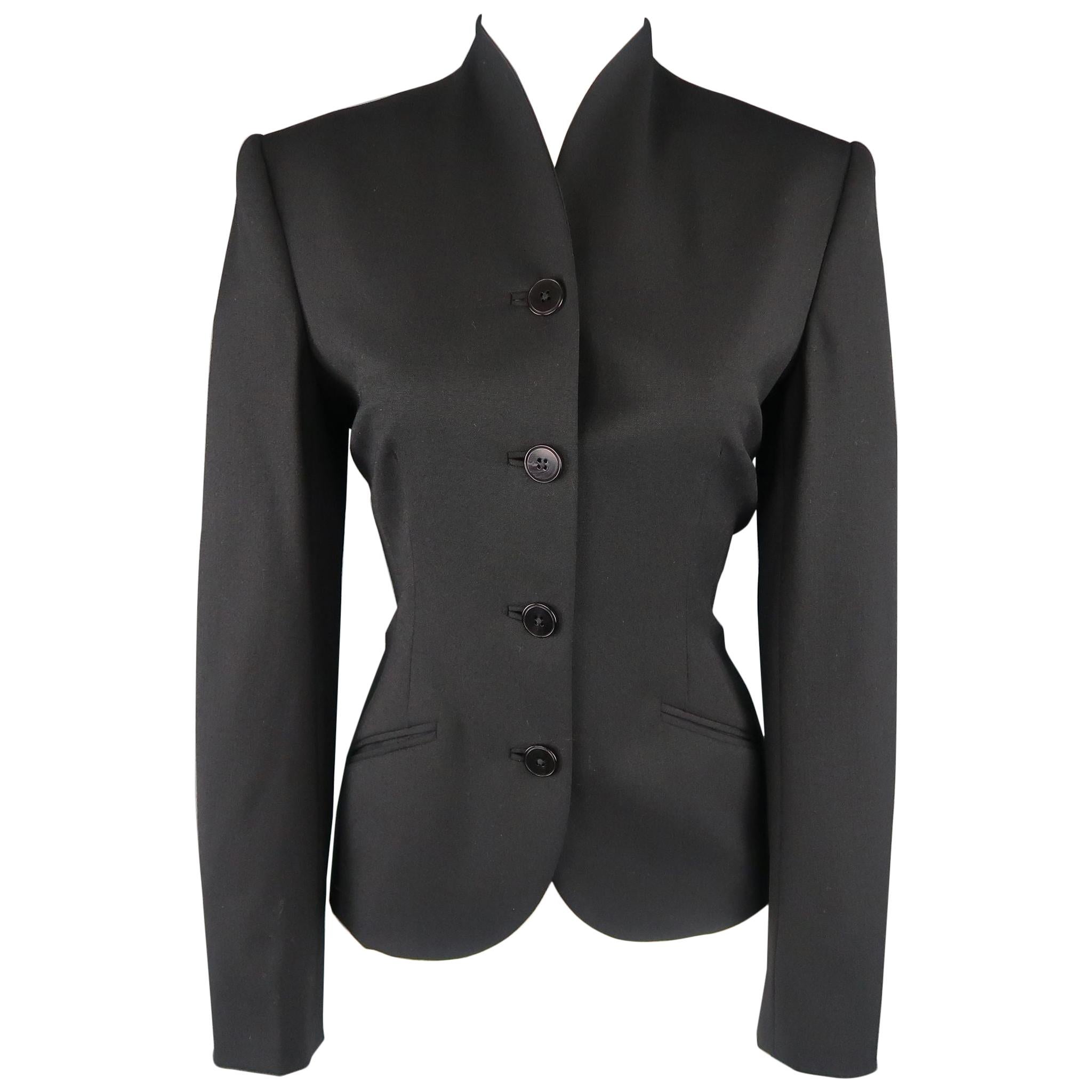 RALPH LAUREN Black Label Size 6 Black Wool Stand Up Collar Jacket