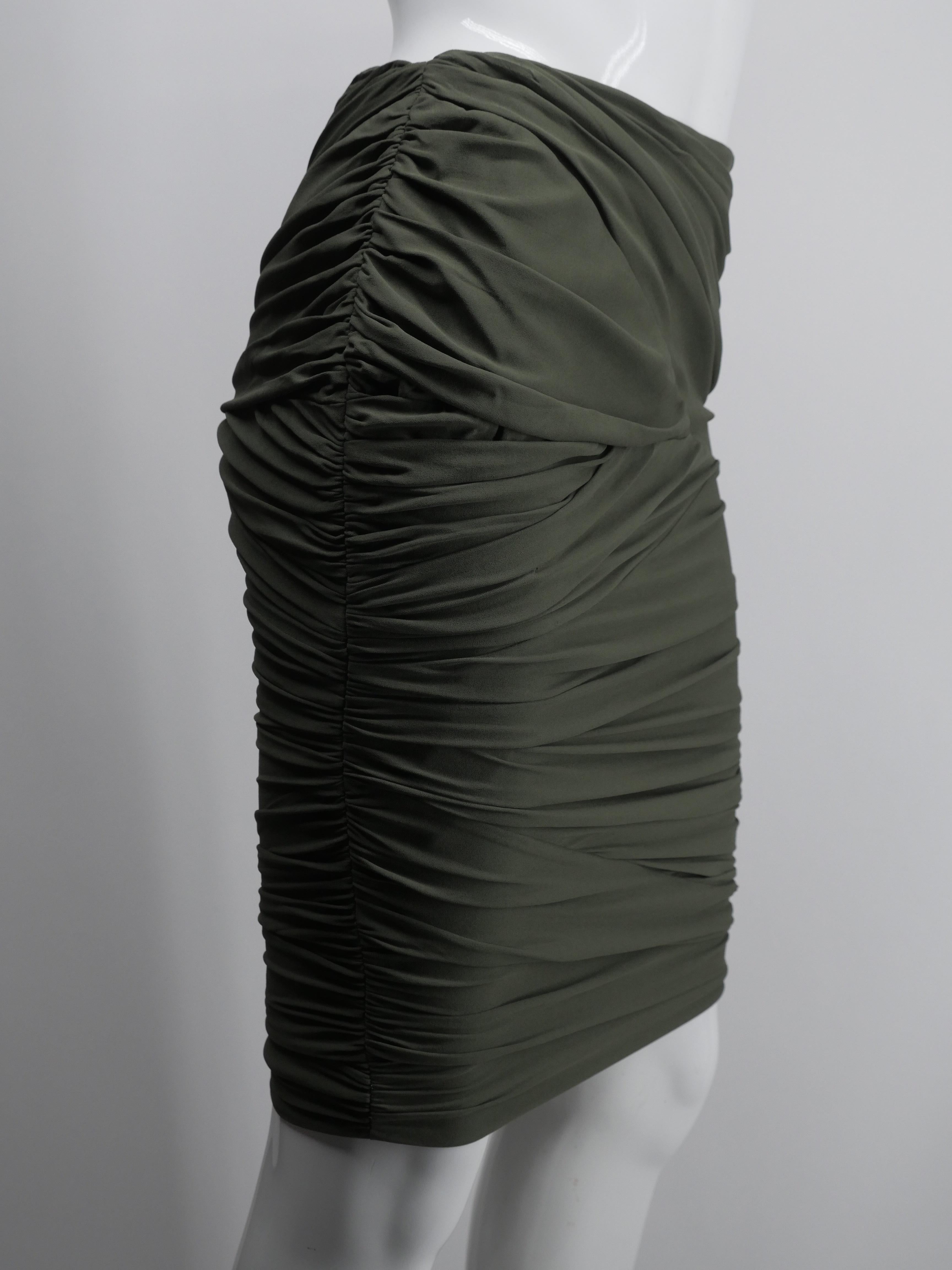 Ralph Lauren Black Label Size 6 Olive Green Ruched Skirt 7