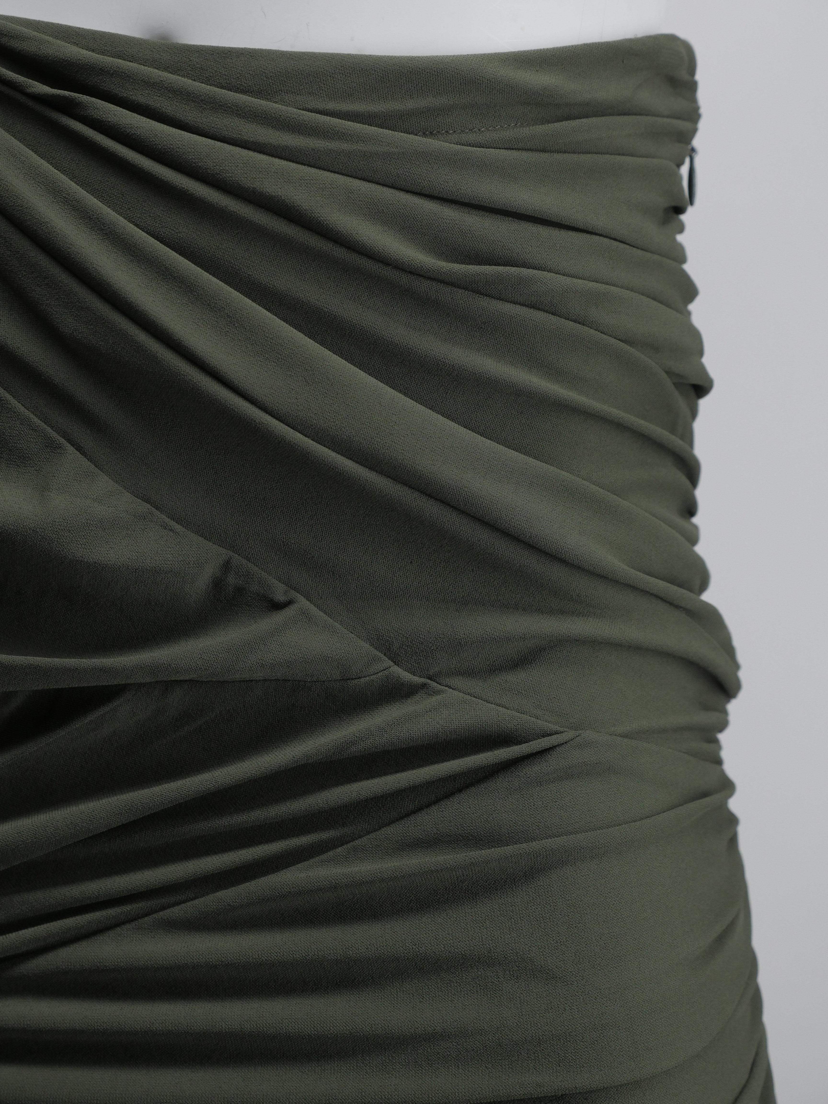 Women's or Men's Ralph Lauren Black Label Size 6 Olive Green Ruched Skirt