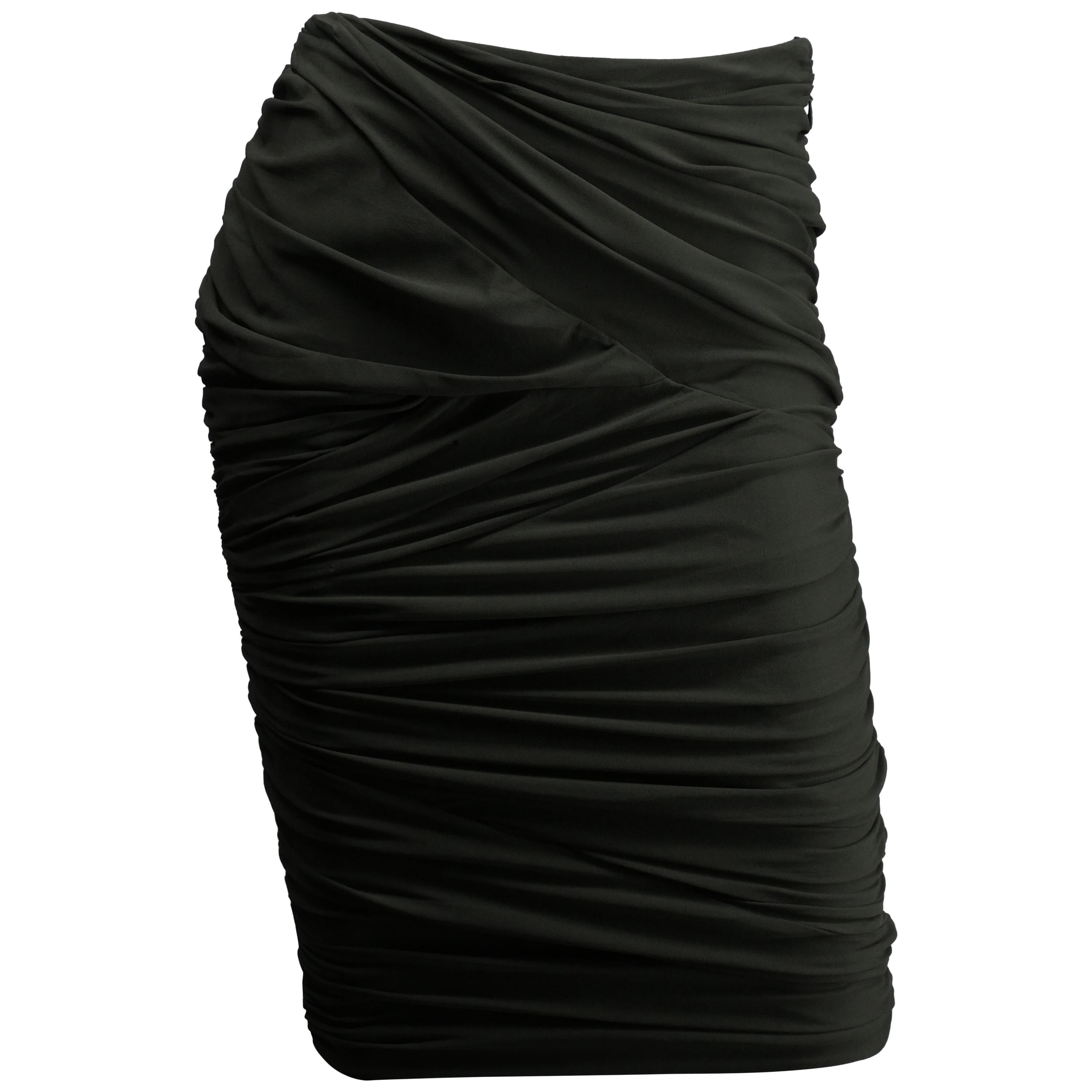 Ralph Lauren Black Label Size 6 Olive Green Ruched Skirt