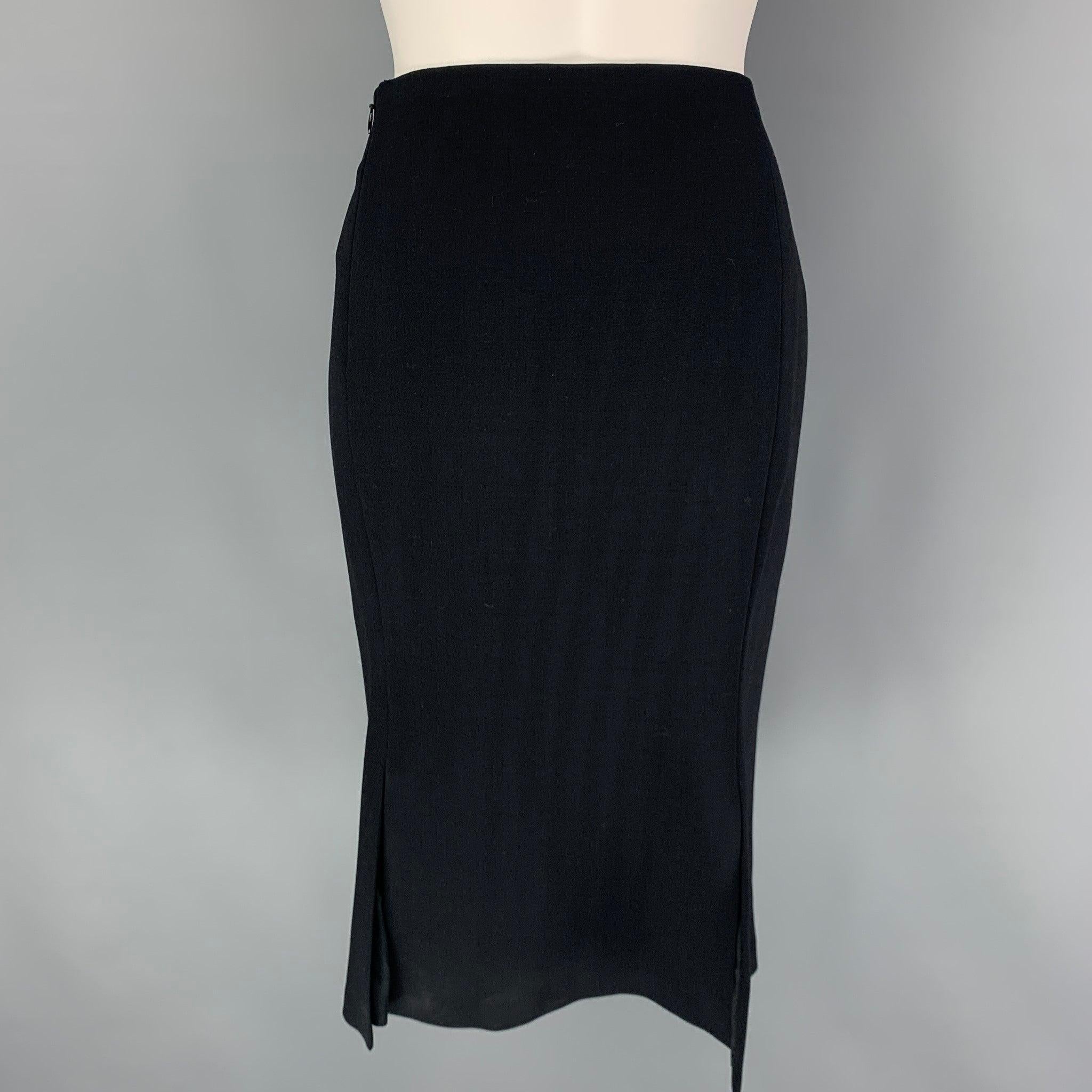 RALPH LAUREN Black Label Size 8 Black Wool Pencil Skirt In Good Condition For Sale In San Francisco, CA