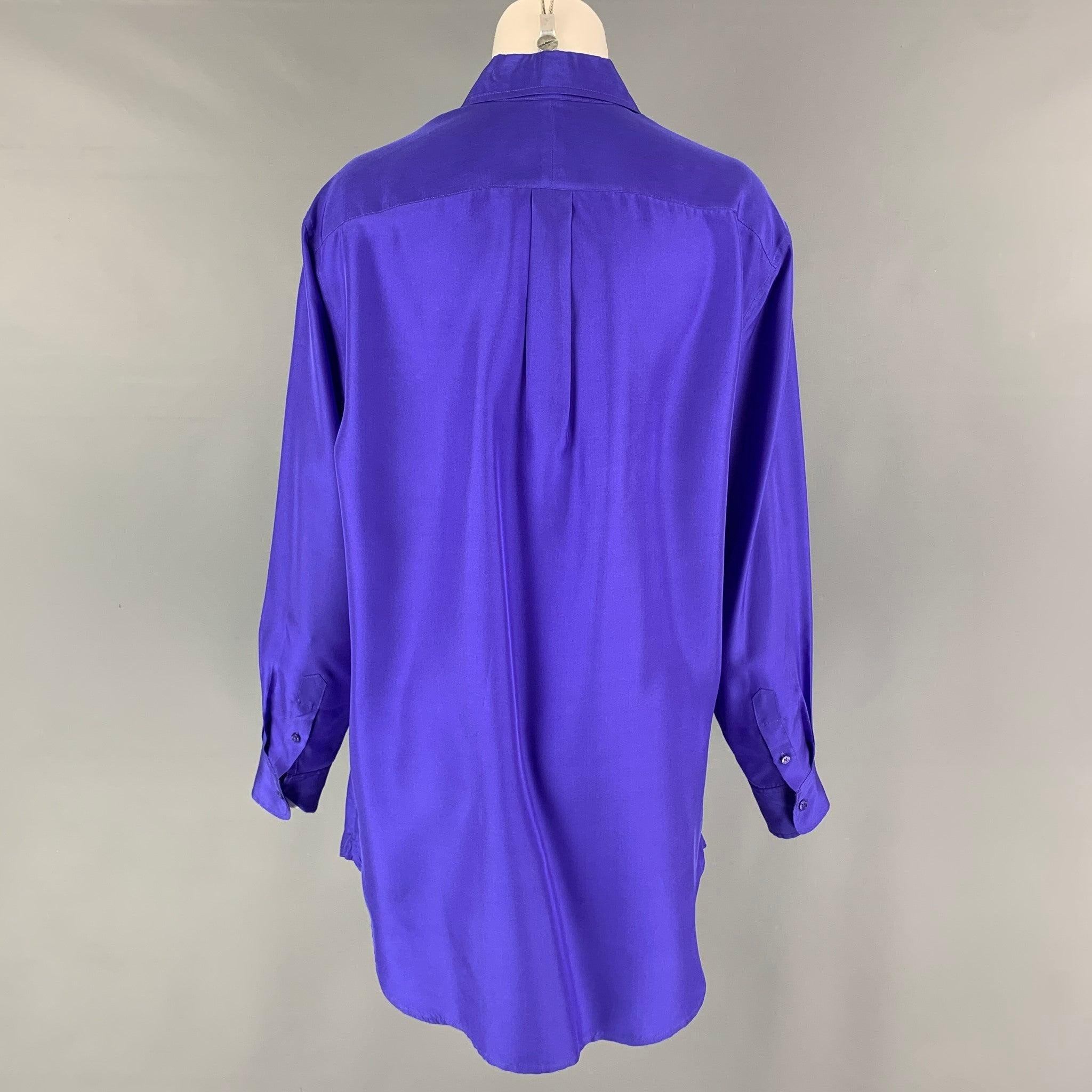 RALPH LAUREN Black Label Size 8 Purple Silk Button Up Shirt In Good Condition For Sale In San Francisco, CA