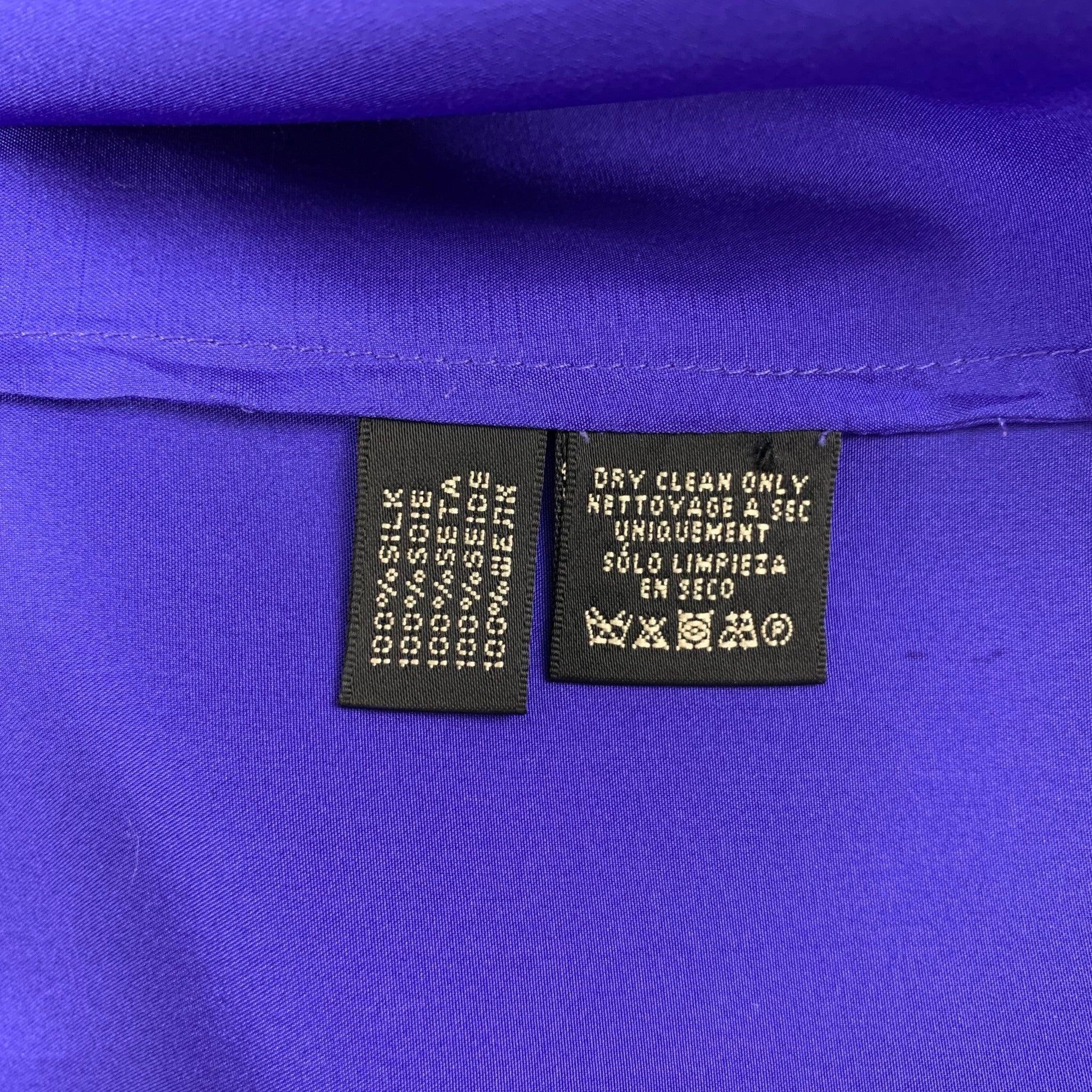 RALPH LAUREN Schwarzes Label Hemd aus lila Seide mit Knopfleiste, Größe 8 Damen im Angebot