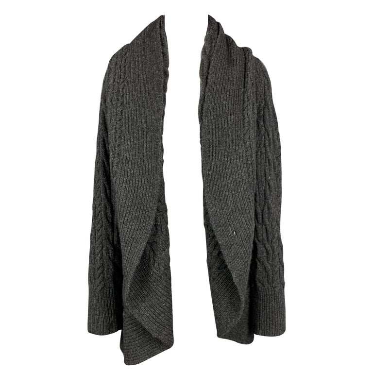 RALPH LAUREN Black Label Size S Black Cable Knit Cashmere Open Front Shawl Collar Cardigan main image 1