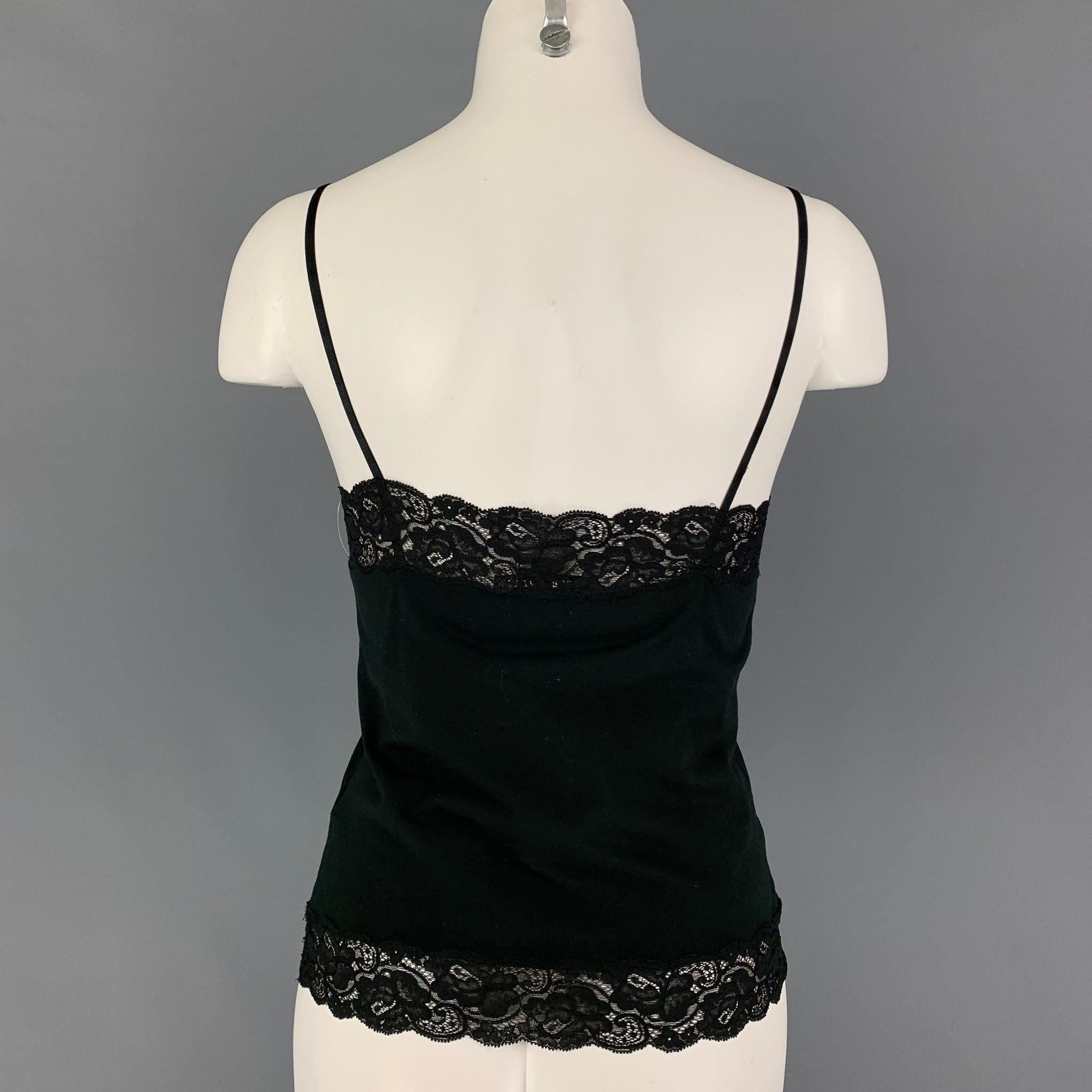 RALPH LAUREN Black Label Size M Black Mercerized Cotton Camisole Shell In Good Condition For Sale In San Francisco, CA