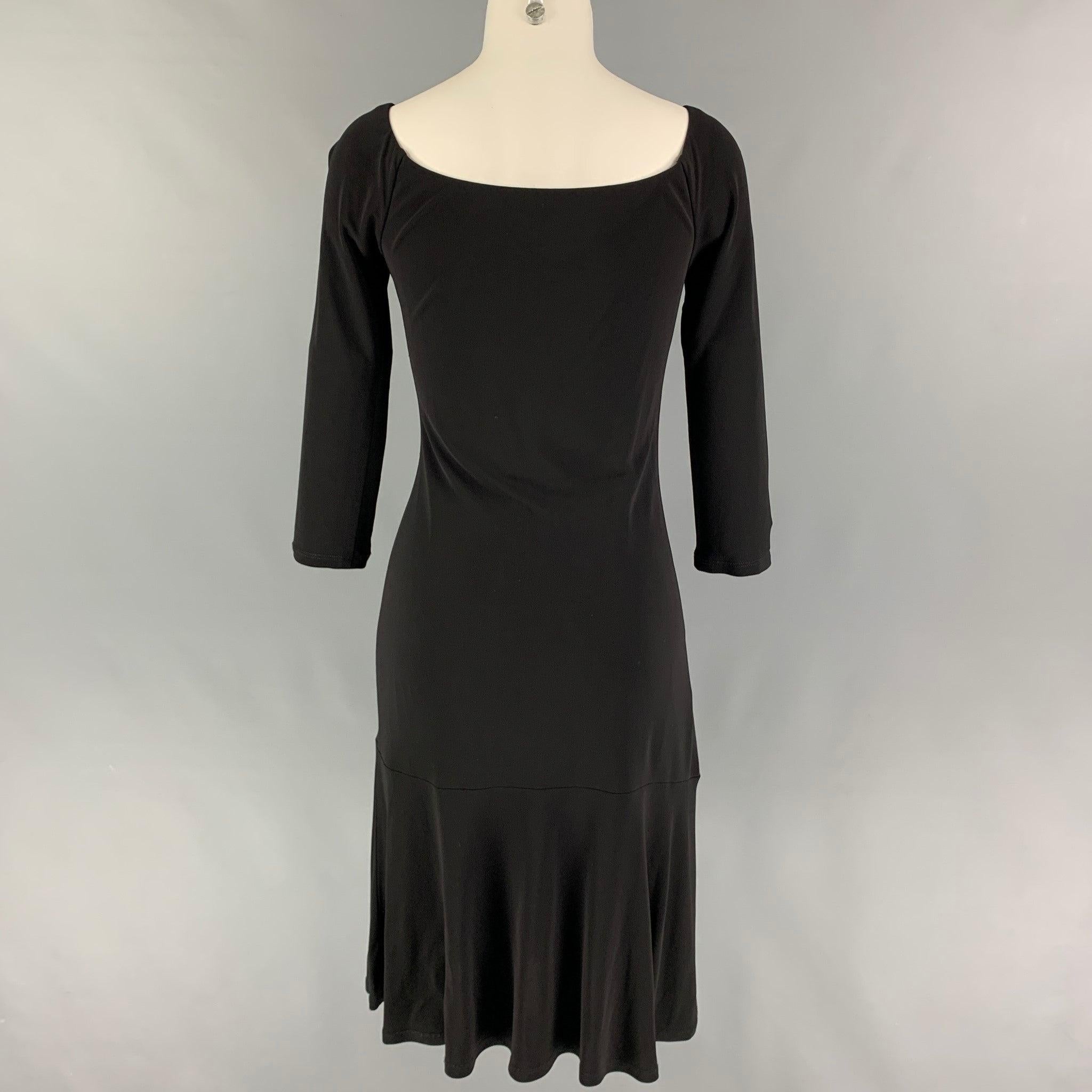 RALPH LAUREN Black Label Size M Black Viscose 3/4 Dress In Good Condition For Sale In San Francisco, CA