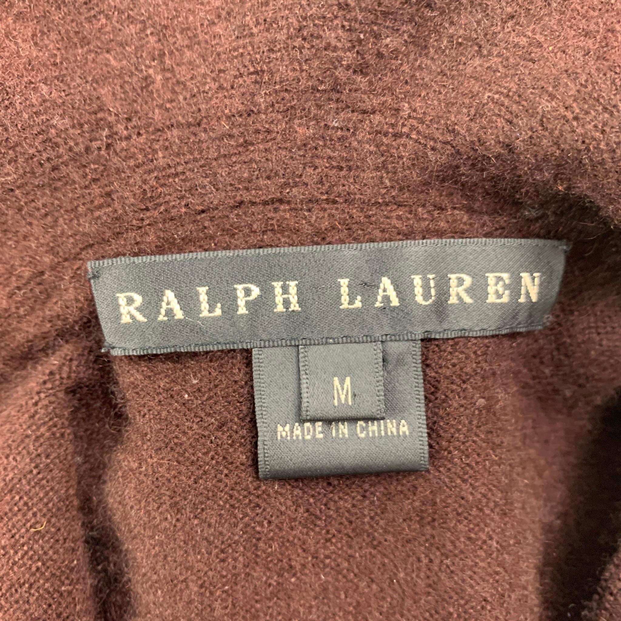 RALPH LAUREN Black Label Size M Brown Cashmere Ruffled Sleeveless Pullover 1