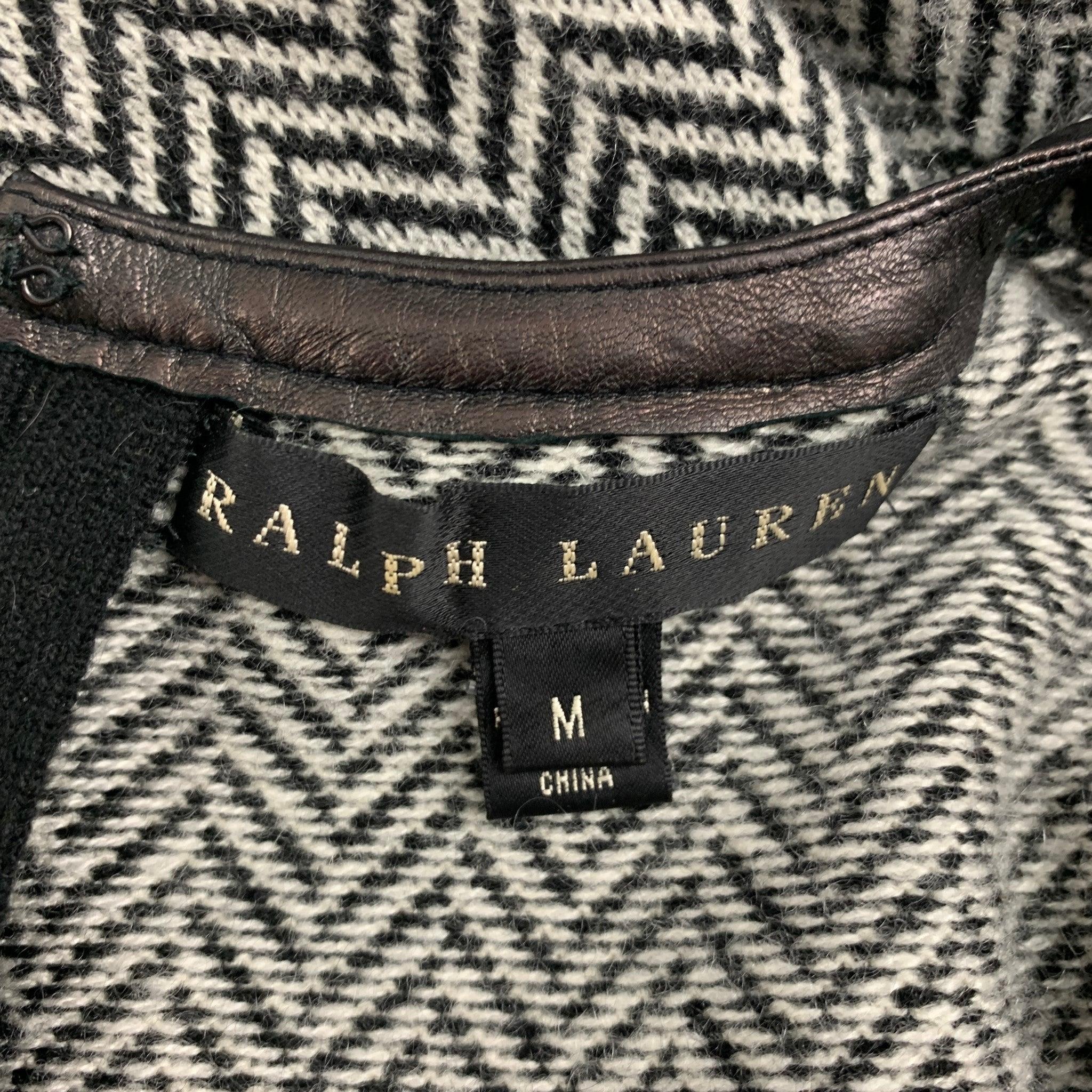 RALPH LAUREN Black Label Size M B&W Cashmere Herringbone Sleeveless Dress For Sale 1