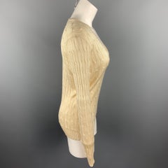 RALPH LAUREN Black Label Size M Cream Cable Knit Silk Sweater