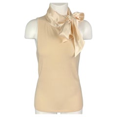 RALPH LAUREN Schwarz Label Größe M Cremefarbenes ärmelloses Kleid aus Kaschmirmischung