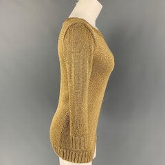 RALPH LAUREN Black Label Size M Gold Viscose Blend Knitted Boat Neck Pullover