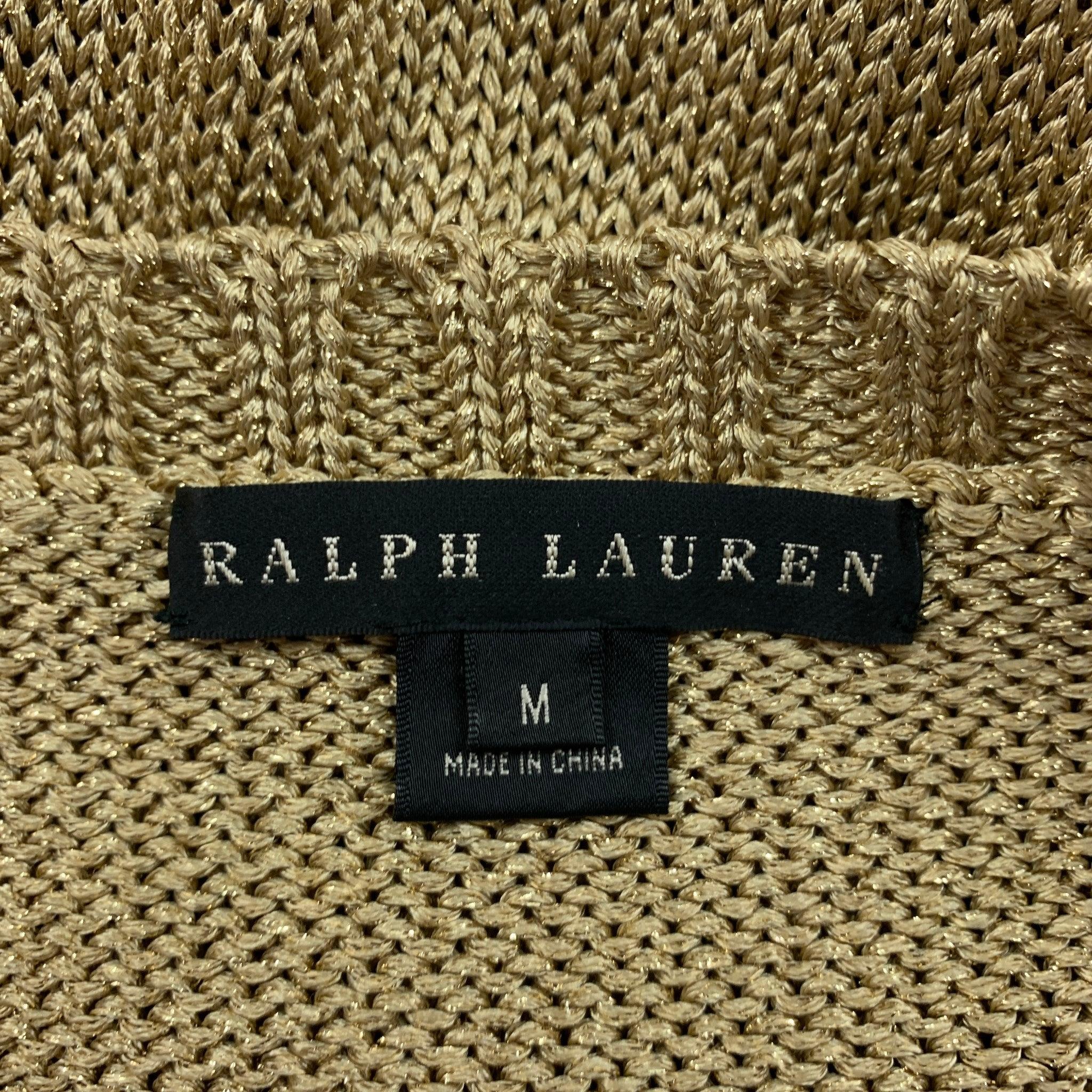 RALPH LAUREN Black Label Size M Gold Viscose Blend Knitted Boat Neck Pullover For Sale 1