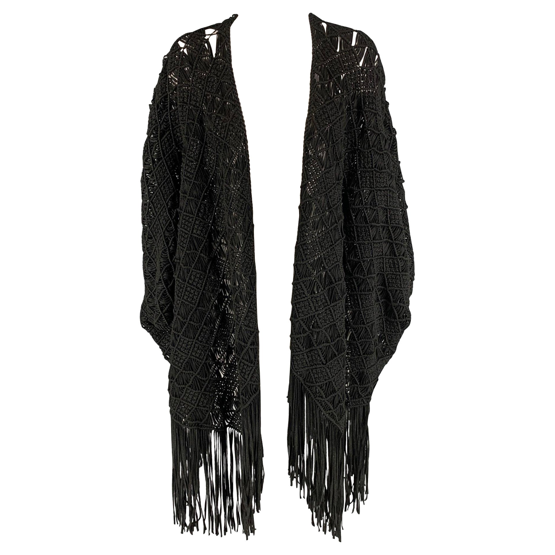 RALPH LAUREN Black Label Talla M/L Negro Viscosa Poliéster Punto Lazo Capa